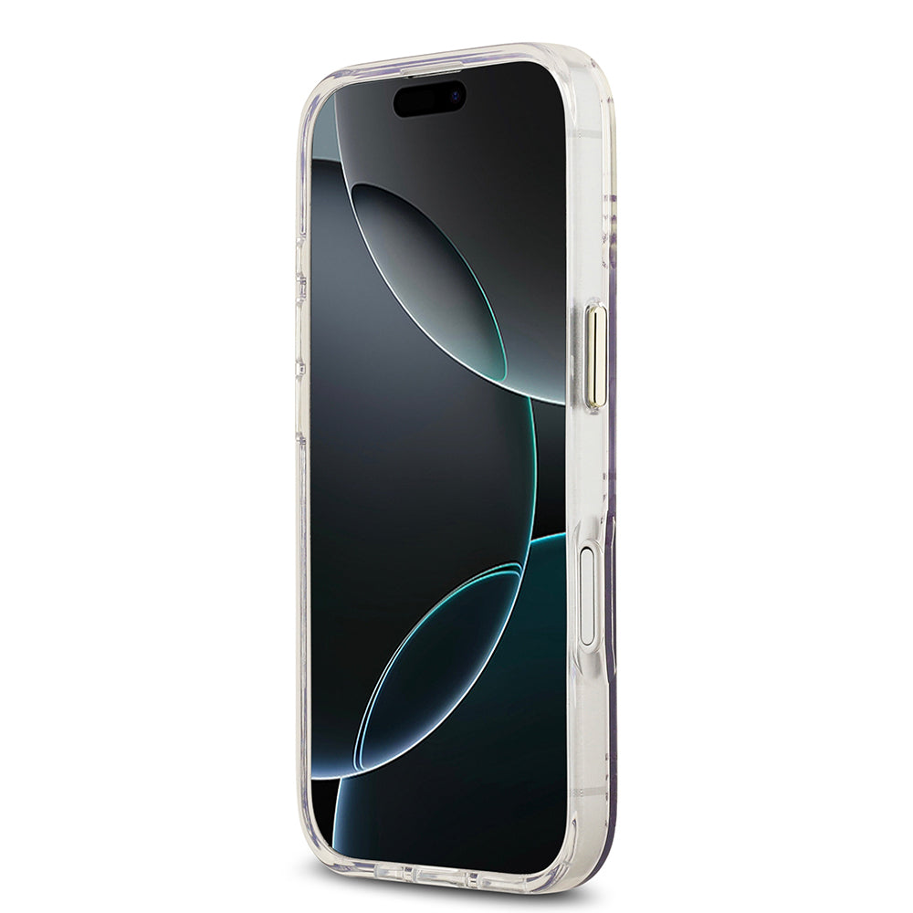 iPhone 17 Kılıf Guess Orjinal Lisanslı M-safe Şarj Özellikli 4G Desenli Simli Silikon Kapak
