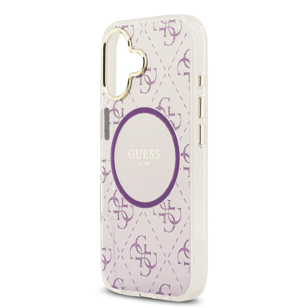 iPhone 17 Kılıf Guess Orjinal Lisanslı M-safe Şarj Özellikli 4G Desenli Simli Silikon Kapak