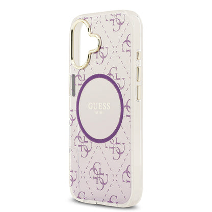 iPhone 17 Kılıf Guess Orjinal Lisanslı M-safe Şarj Özellikli 4G Desenli Simli Silikon Kapak