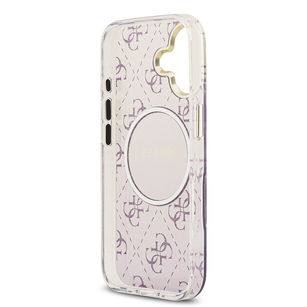 iPhone 17 Kılıf Guess Orjinal Lisanslı M-safe Şarj Özellikli 4G Desenli Simli Silikon Kapak
