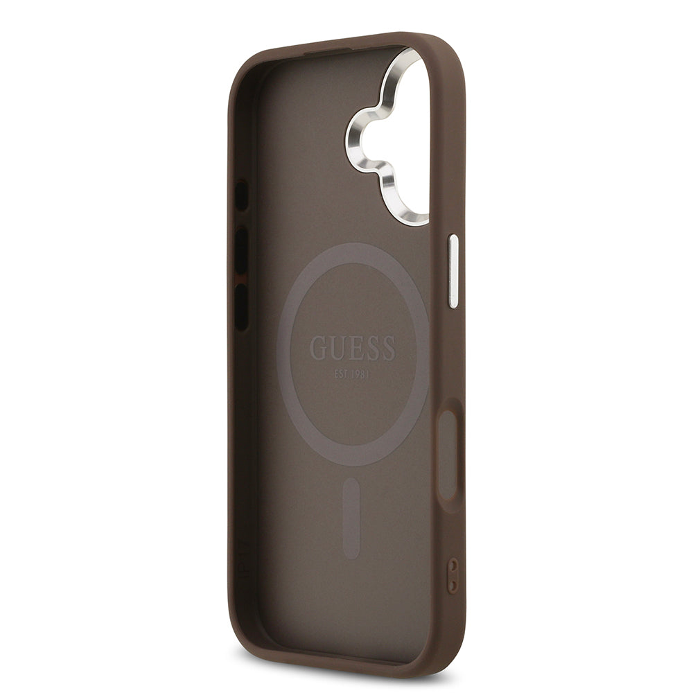 iPhone 17 Kılıf Guess Orjinal Lisanslı M-safe Şarj Özellikli 4G Klasik Yazı Logolu Kapak