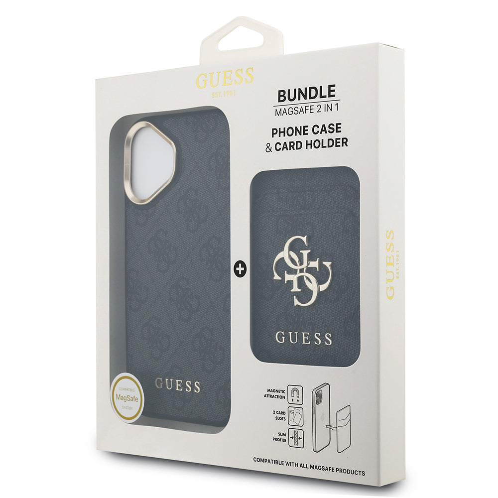 iPhone 17 Kılıf Guess Orjinal Lisanslı M-safe Şarj Özellikli 4G Metal Büyük Logolu Kartlıklı Kapak