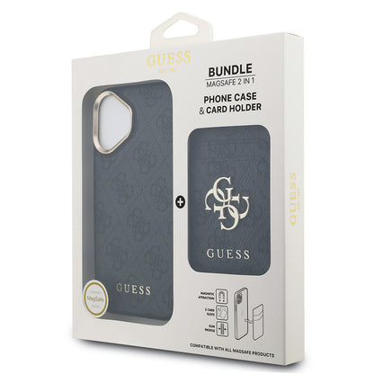 iPhone 17 Kılıf Guess Orjinal Lisanslı M-safe Şarj Özellikli 4G Metal Büyük Logolu Kartlıklı Kapak