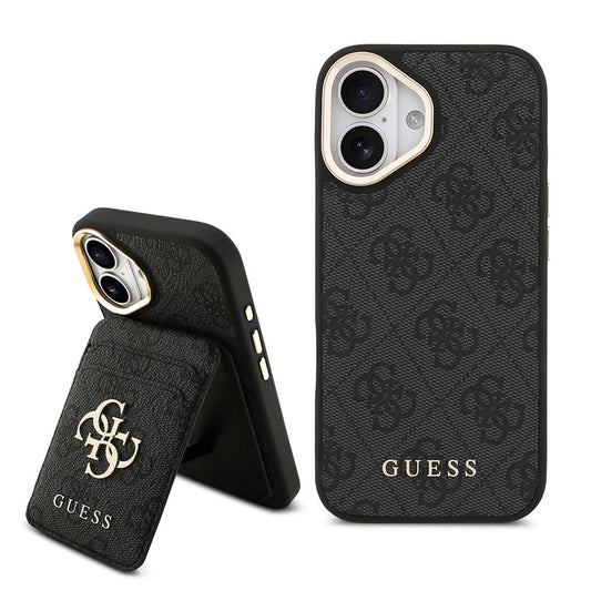 iPhone 17 Kılıf Guess Orjinal Lisanslı M-safe Şarj Özellikli 4G Metal Büyük Logolu Kartlıklı Kapak