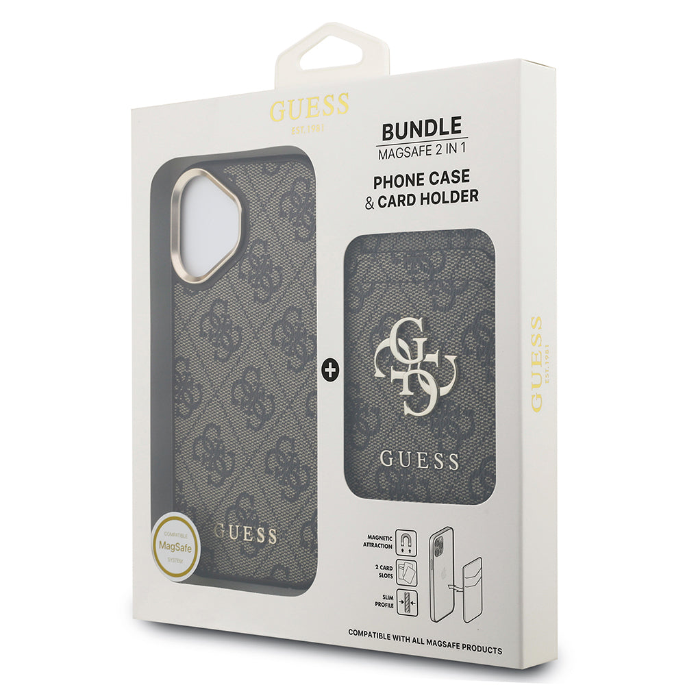 iPhone 17 Kılıf Guess Orjinal Lisanslı M-safe Şarj Özellikli 4G Metal Büyük Logolu Kartlıklı Kapak