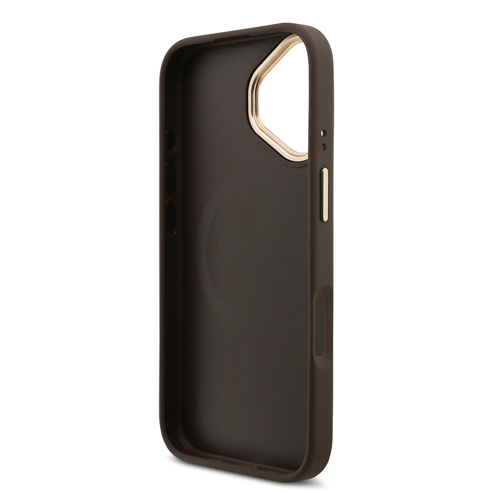 iPhone 17 Kılıf Guess Orjinal Lisanslı M-safe Şarj Özellikli 4G Metal Büyük Logolu Kartlıklı Kapak