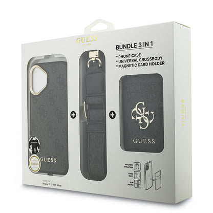 iPhone 17 Kılıf Guess Orjinal Lisanslı M-safe Şarj Özellikli Askılı ve 4G Logo Kartlıklı Kapak