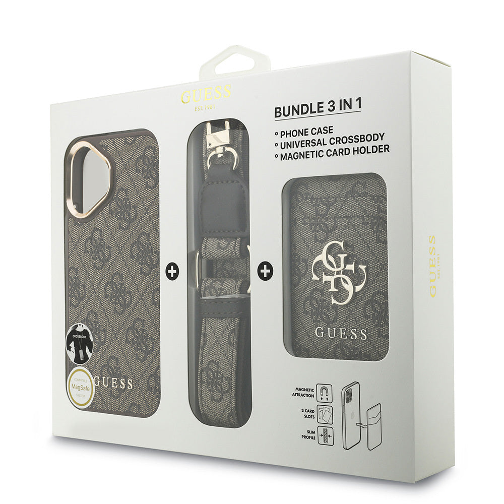 iPhone 17 Kılıf Guess Orjinal Lisanslı M-safe Şarj Özellikli Askılı ve 4G Logo Kartlıklı Kapak