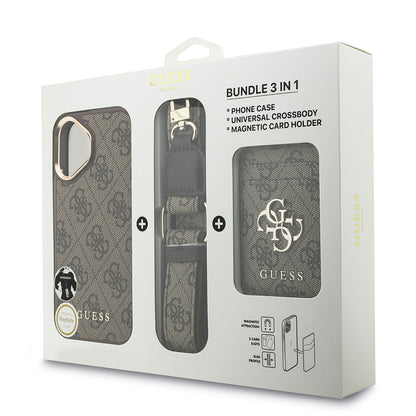 iPhone 17 Kılıf Guess Orjinal Lisanslı M-safe Şarj Özellikli Askılı ve 4G Logo Kartlıklı Kapak