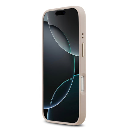 iPhone 17 Kılıf Guess Orjinal Lisanslı M-safe Şarj Özellikli Gold Metal Kamera Çerçeveli PU Deri 4G Desenli Yazı Logolu Kapak