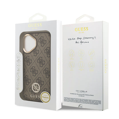 iPhone 17 Kılıf Guess Orjinal Lisanslı M-safe Şarj Özellikli Gold Metal Kamera Çerçeveli Taşlı 4G Logolu Kapak