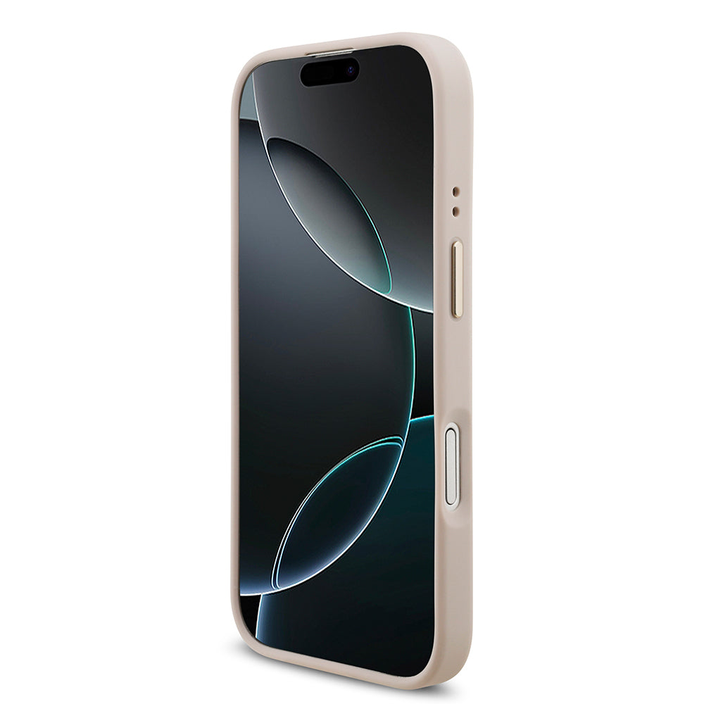 iPhone 17 Kılıf Guess Orjinal Lisanslı M-safe Şarj Özellikli Gold Metal Kamera Çerçeveli Taşlı 4G Logolu Kapak