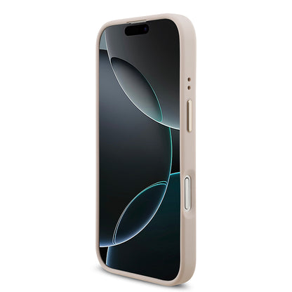 iPhone 17 Kılıf Guess Orjinal Lisanslı M-safe Şarj Özellikli Gold Metal Kamera Çerçeveli Taşlı 4G Logolu Kapak