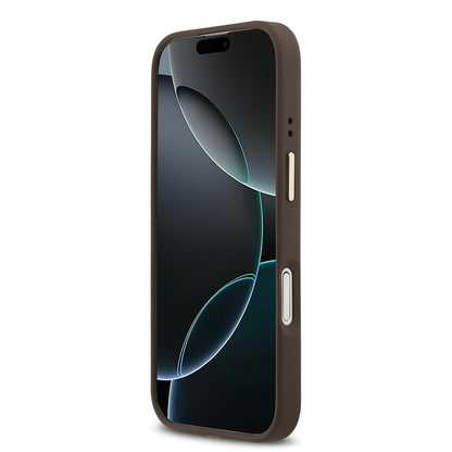 iPhone 17 Kılıf Guess Orjinal Lisanslı M-safe Şarj Özellikli Grained Yazı ve Taşlı 4G Logolu Kapak
