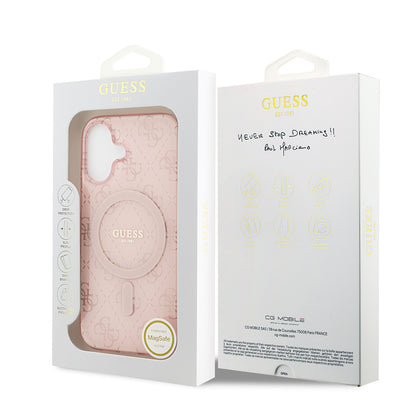 iPhone 17 Kılıf Guess Orjinal Lisanslı M-safe Şarj Özellikli IML Baskılı Klasik Logolu 4G Desenli Kapak