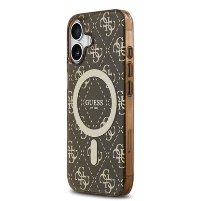 iPhone 17 Kılıf Guess Orjinal Lisanslı M-safe Şarj Özellikli IML Baskılı Klasik Logolu 4G Desenli Kapak