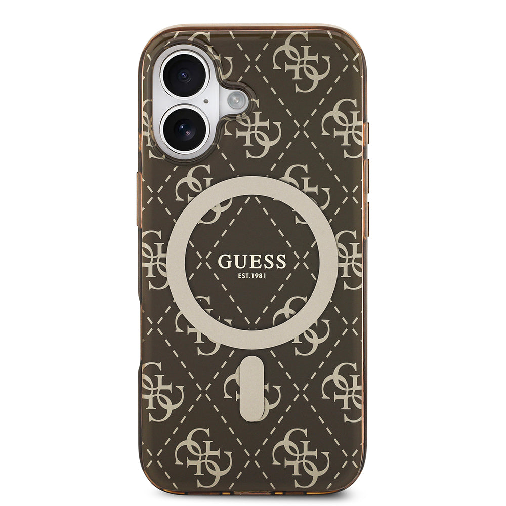 iPhone 17 Kılıf Guess Orjinal Lisanslı M-safe Şarj Özellikli IML Baskılı Klasik Logolu 4G Desenli Kapak