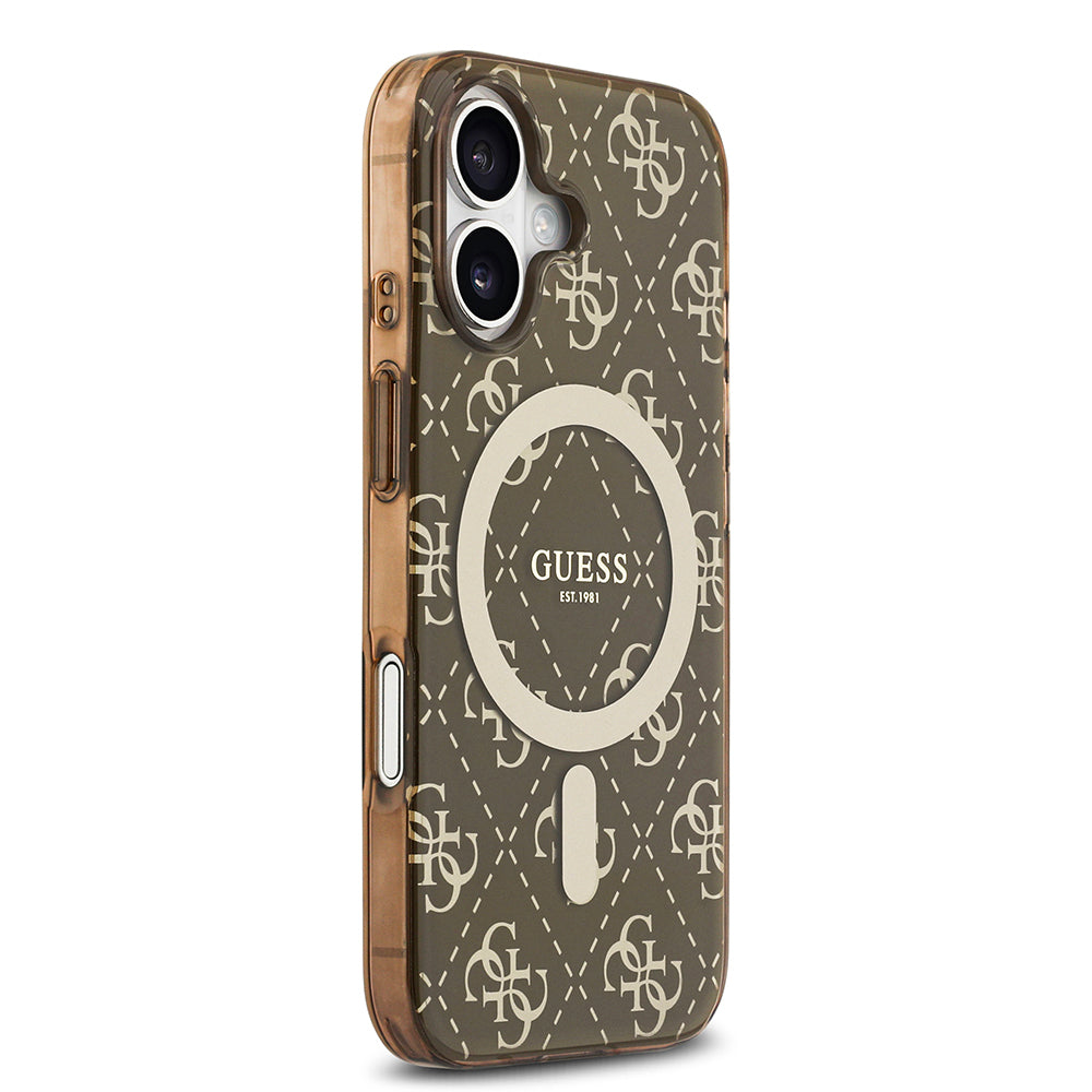 iPhone 17 Kılıf Guess Orjinal Lisanslı M-safe Şarj Özellikli IML Baskılı Klasik Logolu 4G Desenli Kapak