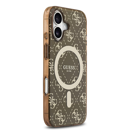 iPhone 17 Kılıf Guess Orjinal Lisanslı M-safe Şarj Özellikli IML Baskılı Klasik Logolu 4G Desenli Kapak