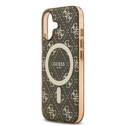 iPhone 17 Kılıf Guess Orjinal Lisanslı M-safe Şarj Özellikli IML Baskılı Klasik Logolu 4G Desenli Kapak