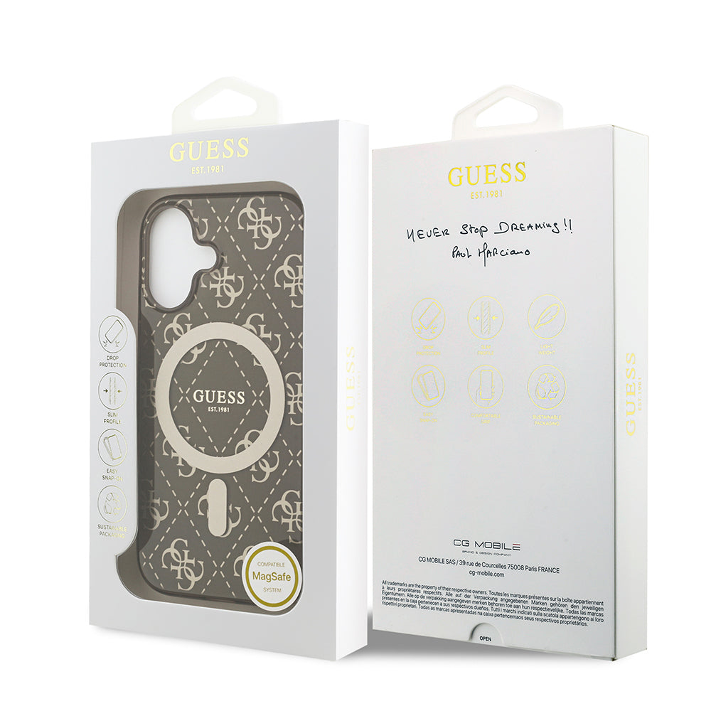 iPhone 17 Kılıf Guess Orjinal Lisanslı M-safe Şarj Özellikli IML Baskılı Klasik Logolu 4G Desenli Kapak