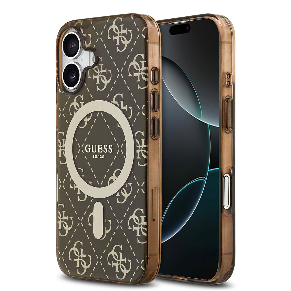iPhone 17 Kılıf Guess Orjinal Lisanslı M-safe Şarj Özellikli IML Baskılı Klasik Logolu 4G Desenli Kapak