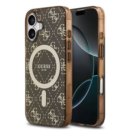 iPhone 17 Kılıf Guess Orjinal Lisanslı M-safe Şarj Özellikli IML Baskılı Klasik Logolu 4G Desenli Kapak