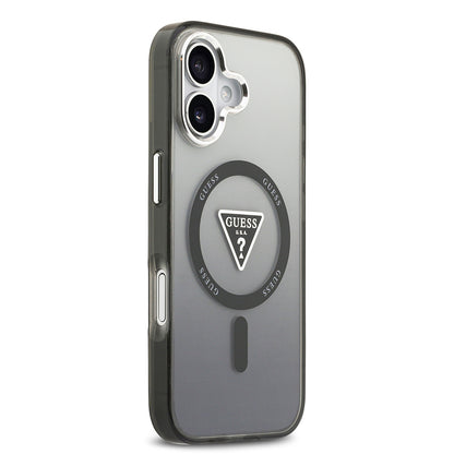 iPhone 17 Kılıf Guess Orjinal Lisanslı M-safe Şarj Özellikli IML Baskılı Üçgen Logolu Metal Kamera Çerçeveli Kapak