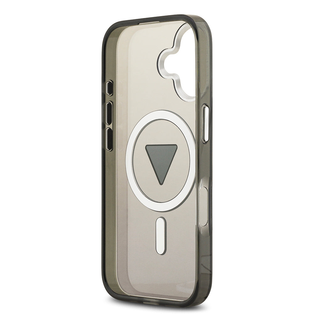 iPhone 17 Kılıf Guess Orjinal Lisanslı M-safe Şarj Özellikli IML Baskılı Üçgen Logolu Metal Kamera Çerçeveli Kapak