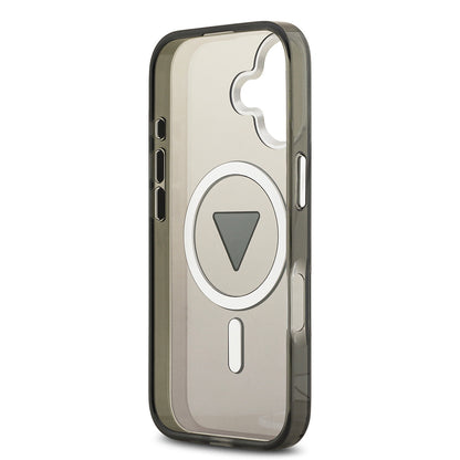 iPhone 17 Kılıf Guess Orjinal Lisanslı M-safe Şarj Özellikli IML Baskılı Üçgen Logolu Metal Kamera Çerçeveli Kapak