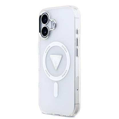 iPhone 17 Kılıf Guess Orjinal Lisanslı M-safe Şarj Özellikli IML Baskılı Üçgen Logolu Metal Kamera Çerçeveli Kapak