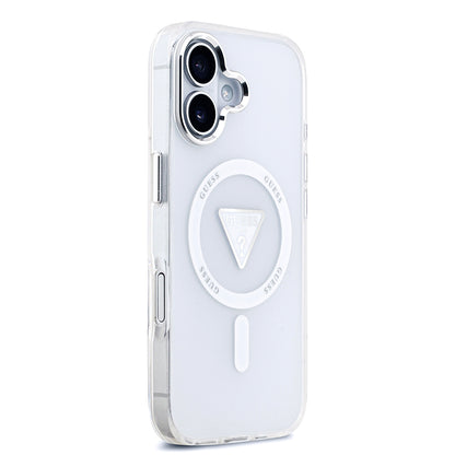 iPhone 17 Kılıf Guess Orjinal Lisanslı M-safe Şarj Özellikli IML Baskılı Üçgen Logolu Metal Kamera Çerçeveli Kapak