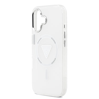 iPhone 17 Kılıf Guess Orjinal Lisanslı M-safe Şarj Özellikli IML Baskılı Üçgen Logolu Metal Kamera Çerçeveli Kapak