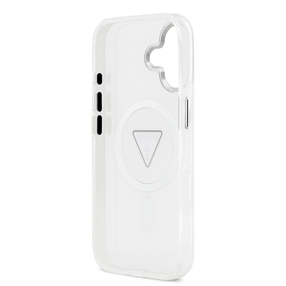 iPhone 17 Kılıf Guess Orjinal Lisanslı M-safe Şarj Özellikli IML Baskılı Üçgen Logolu Metal Kamera Çerçeveli Kapak