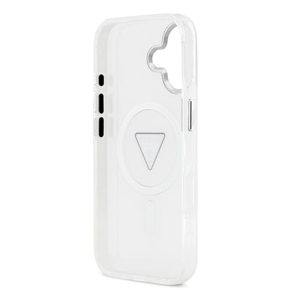 iPhone 17 Kılıf Guess Orjinal Lisanslı M-safe Şarj Özellikli IML Baskılı Üçgen Logolu Metal Kamera Çerçeveli Kapak