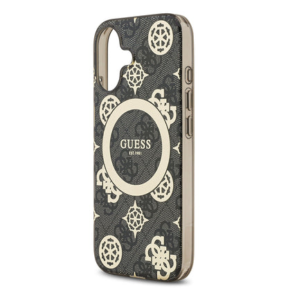 iPhone 17 Kılıf Guess Orjinal Lisanslı M-safe Şarj Özellikli IML Peony ve 4G Desenli Klasik Logolu Kapak