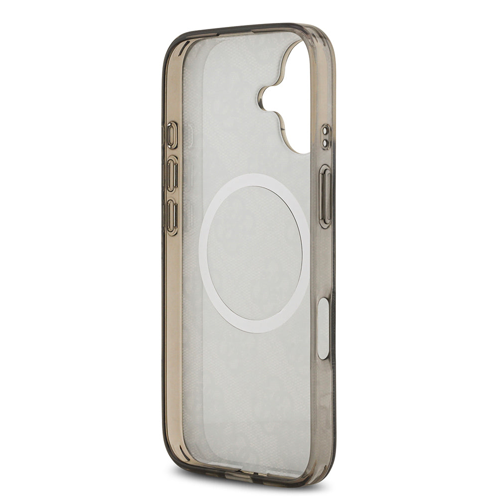 iPhone 17 Kılıf Guess Orjinal Lisanslı M-safe Şarj Özellikli IML Peony ve 4G Desenli Klasik Logolu Kapak