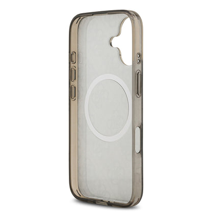 iPhone 17 Kılıf Guess Orjinal Lisanslı M-safe Şarj Özellikli IML Peony ve 4G Desenli Klasik Logolu Kapak