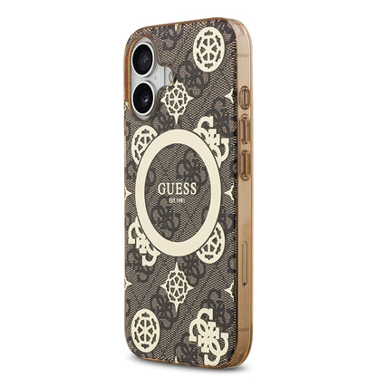 iPhone 17 Kılıf Guess Orjinal Lisanslı M-safe Şarj Özellikli IML Peony ve 4G Desenli Klasik Logolu Kapak