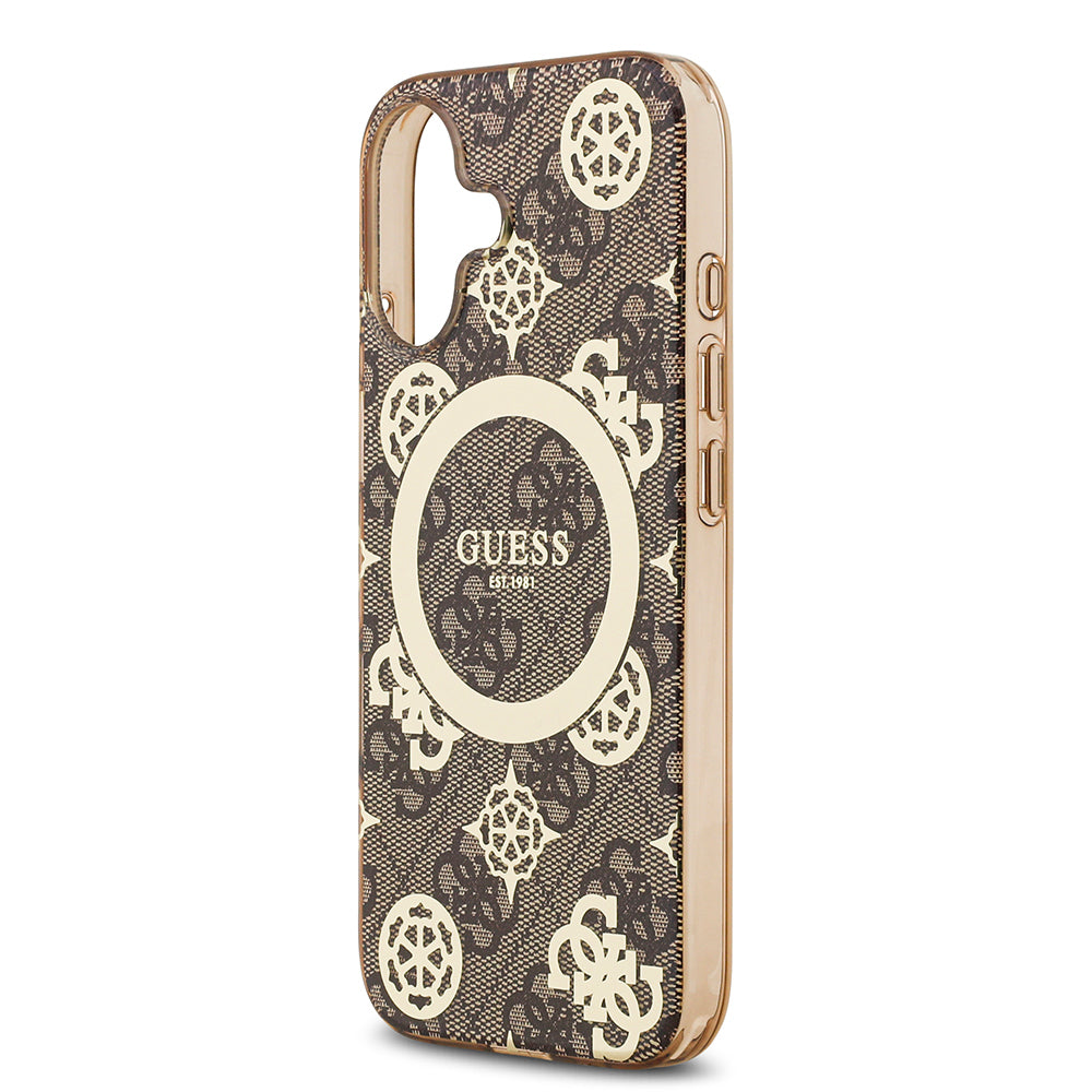 iPhone 17 Kılıf Guess Orjinal Lisanslı M-safe Şarj Özellikli IML Peony ve 4G Desenli Klasik Logolu Kapak