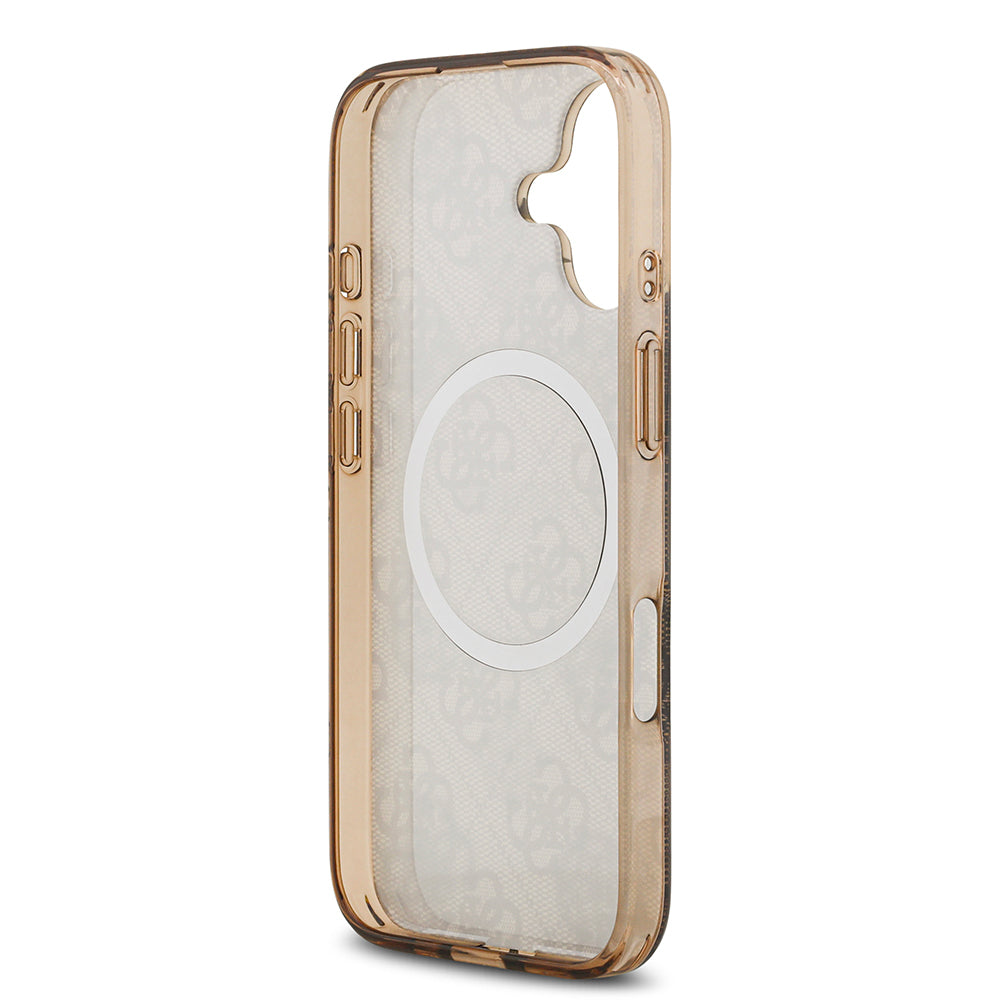 iPhone 17 Kılıf Guess Orjinal Lisanslı M-safe Şarj Özellikli IML Peony ve 4G Desenli Klasik Logolu Kapak
