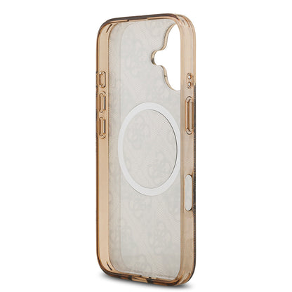 iPhone 17 Kılıf Guess Orjinal Lisanslı M-safe Şarj Özellikli IML Peony ve 4G Desenli Klasik Logolu Kapak