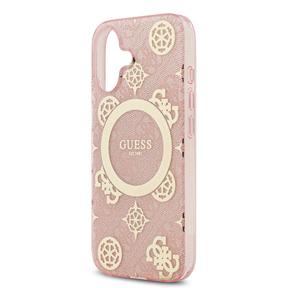iPhone 17 Kılıf Guess Orjinal Lisanslı M-safe Şarj Özellikli IML Peony ve 4G Desenli Klasik Logolu Kapak