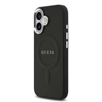 iPhone 17 Kılıf Guess Orjinal Lisanslı M-safe Şarj Özellikli Klasik Yazı Logolu PU Deri Kapak