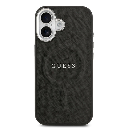 iPhone 17 Kılıf Guess Orjinal Lisanslı M-safe Şarj Özellikli Klasik Yazı Logolu PU Deri Kapak