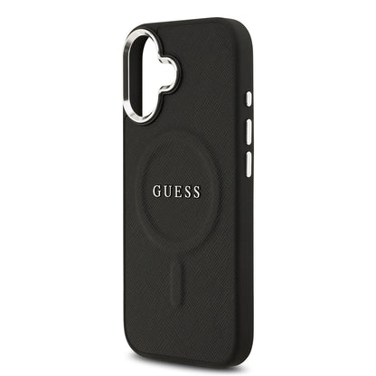 iPhone 17 Kılıf Guess Orjinal Lisanslı M-safe Şarj Özellikli Klasik Yazı Logolu PU Deri Kapak