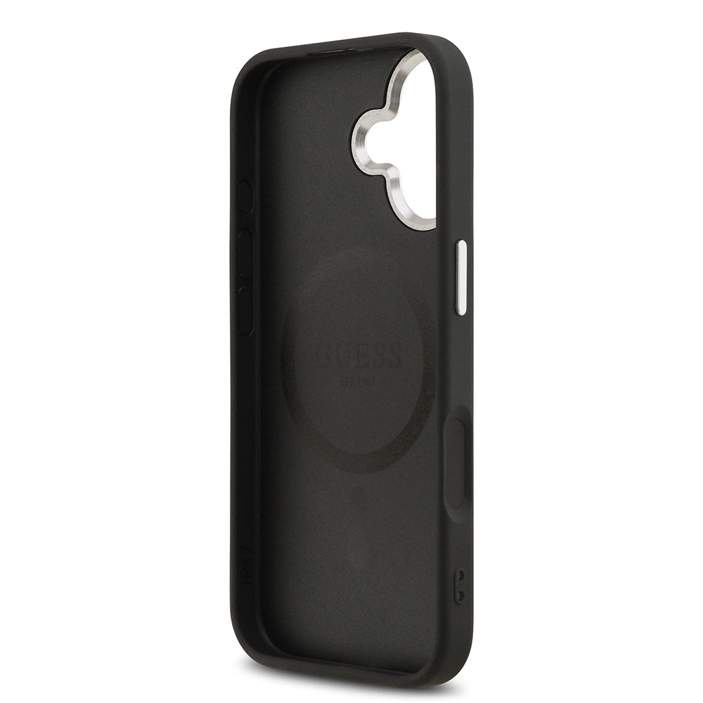 iPhone 17 Kılıf Guess Orjinal Lisanslı M-safe Şarj Özellikli Klasik Yazı Logolu PU Deri Kapak