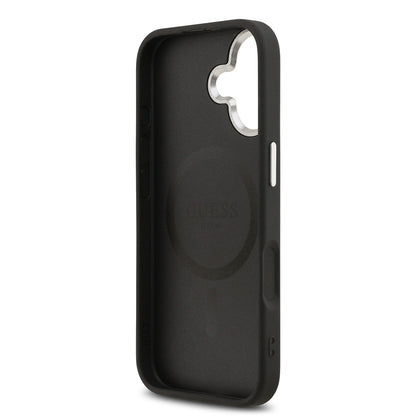 iPhone 17 Kılıf Guess Orjinal Lisanslı M-safe Şarj Özellikli Klasik Yazı Logolu PU Deri Kapak
