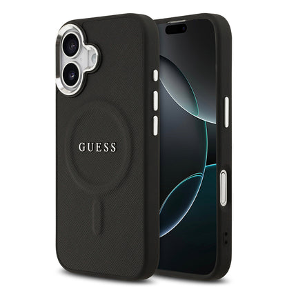 iPhone 17 Kılıf Guess Orjinal Lisanslı M-safe Şarj Özellikli Klasik Yazı Logolu PU Deri Kapak