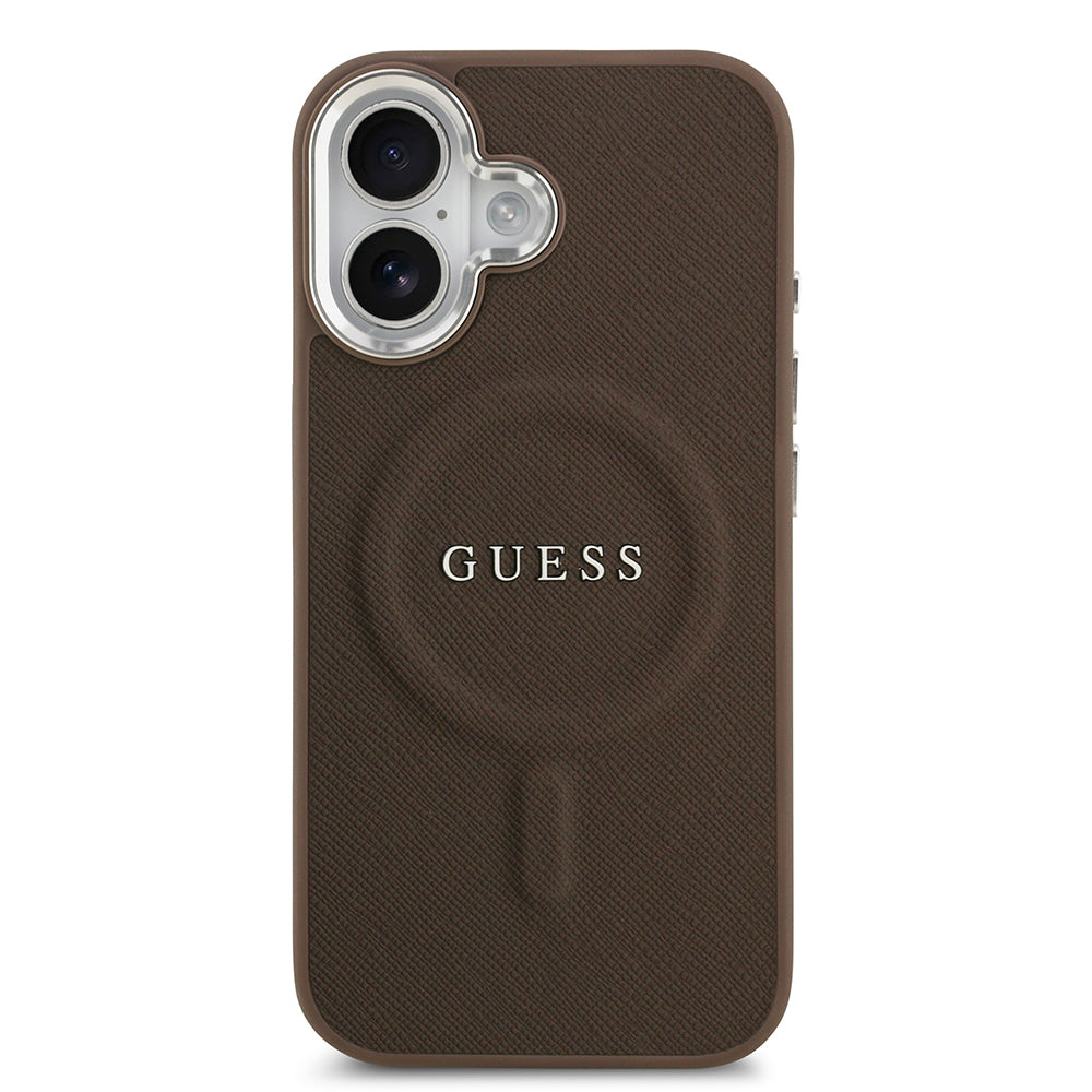 iPhone 17 Kılıf Guess Orjinal Lisanslı M-safe Şarj Özellikli Klasik Yazı Logolu PU Deri Kapak